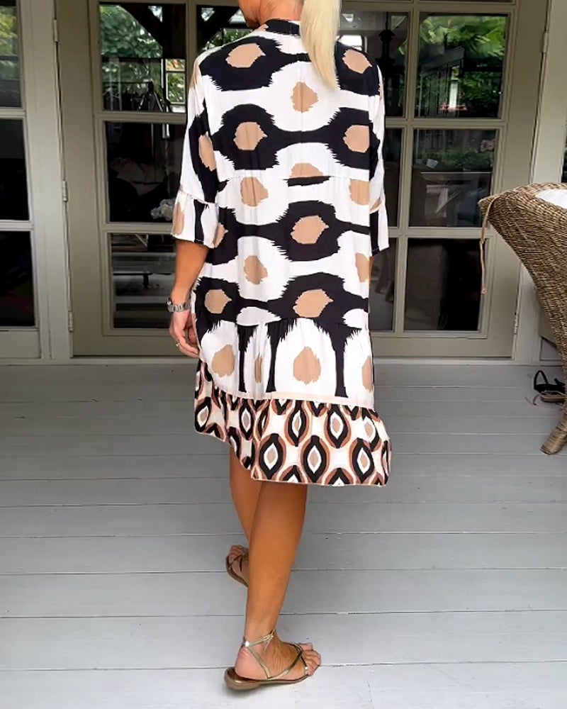 Robe imprimée à manches 3/4
