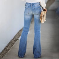 Gescheurde jeans met vijf rijen knopen