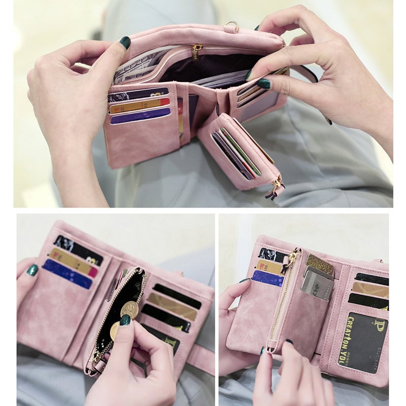 Small Trifold Leather Wallet For Women