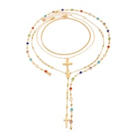 Vintage 4 Piece Set Metal Cross Y-style Long Necklace