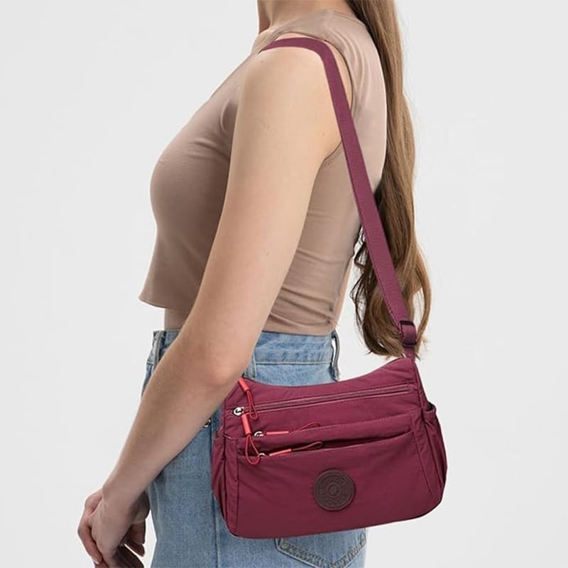 Solid Color Fashionable Multi-pocket Zipper Crossbody Bag