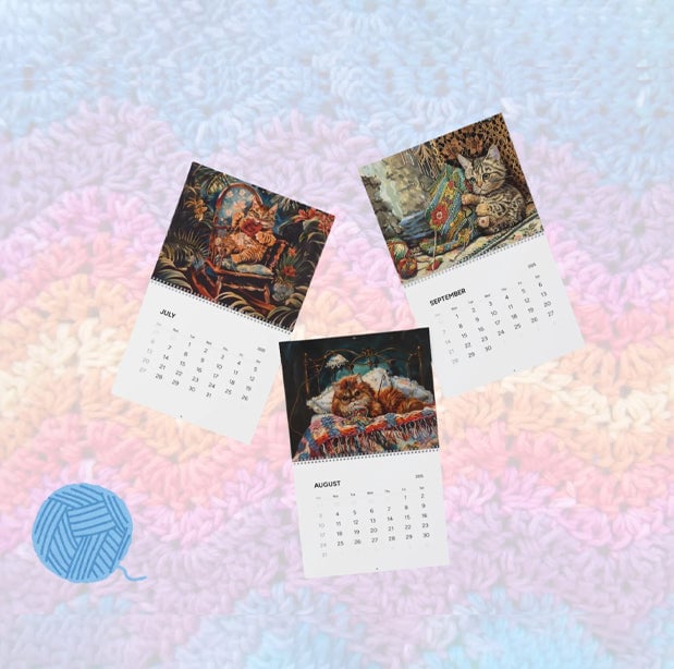  Heklede Katter Veggkalender (2025)