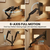 Kexon™ Universal Gas Spring Dual Arm Monitor Mount