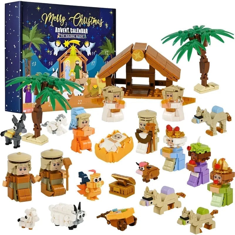 2025 Nativity Advent Calendar – 24-Day Building Block Set Christmas Countdown Gift