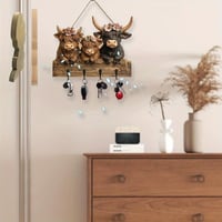 Highland Cow Wooden Key Holder Decor