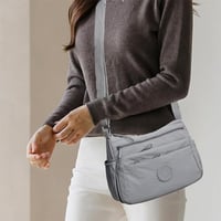 Solid Color Fashionable Multi-pocket Zipper Crossbody Bag
