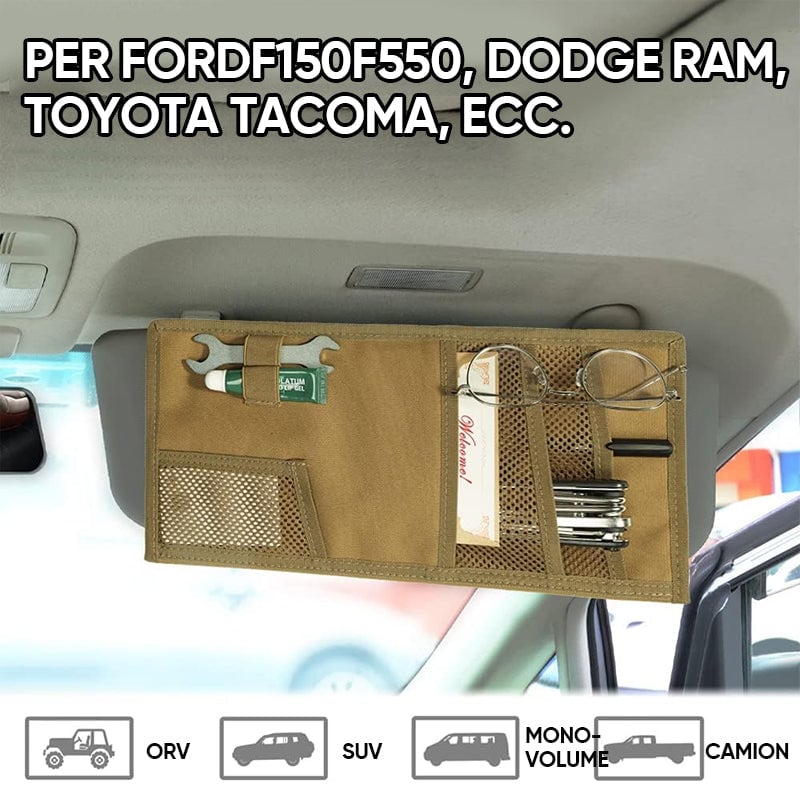 Organizzatore tattico per alette parasole da auto