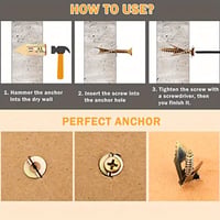 ⛏️Drywall Expansion Anchors + High Strength Zinc Screws Kit (Pack of 100)