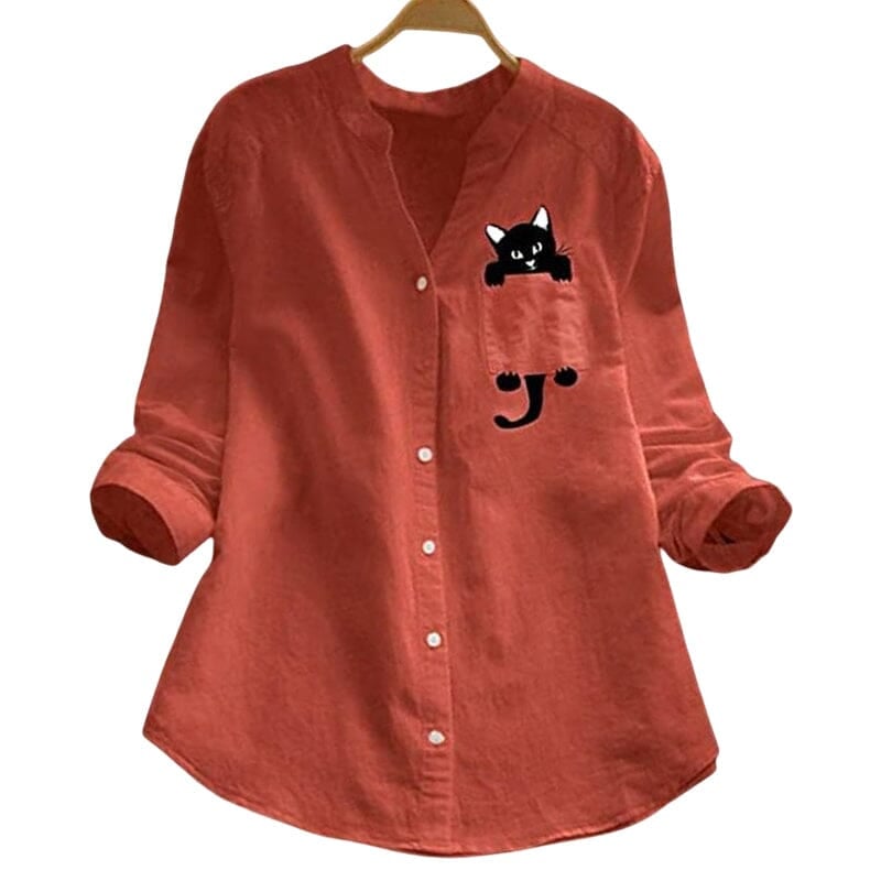 Pitkähihainen V-kaula-aukkoinen pusero