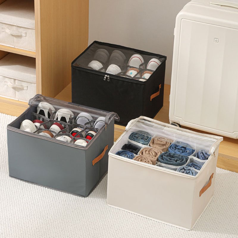 Collapsible Shoe Organizer Box with Transparent Cover