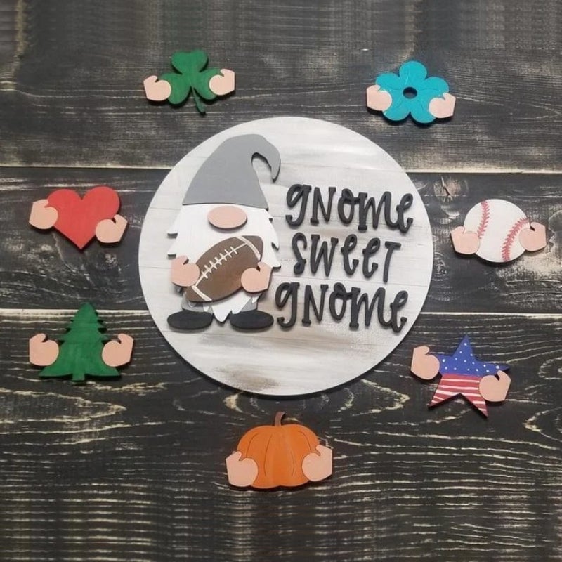 Cute Gnome Door Hanger DIY Interchangeable Welcome Door Decoration