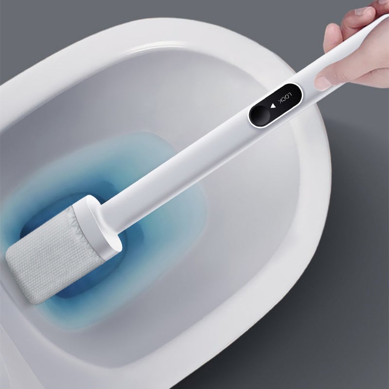 Cleaning long-handled toilet brush