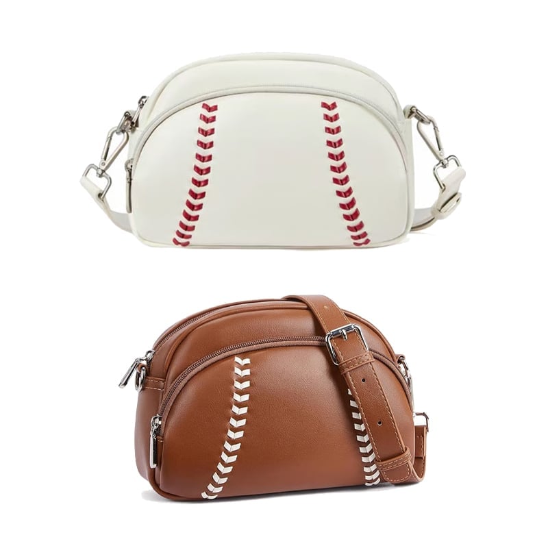 Baseball shaped shoulder bag