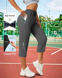 Outdoor zipper pocket sports cropped pants