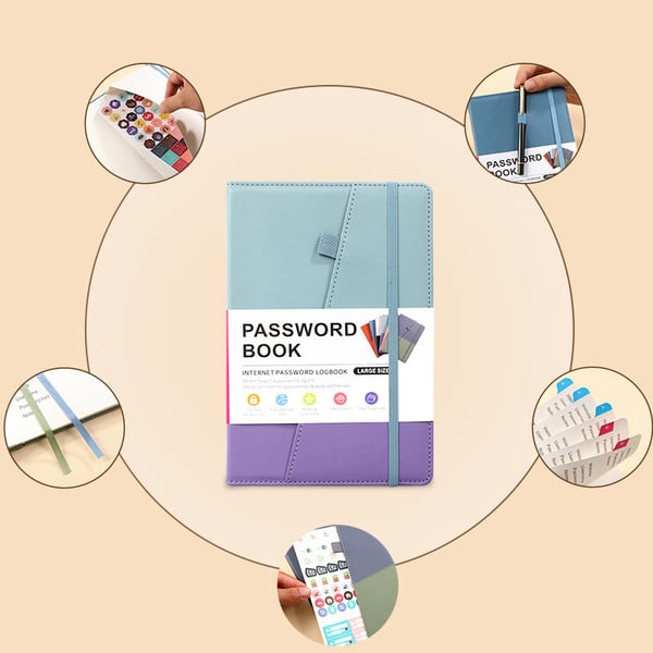 A5 Color-Block Password Notebook