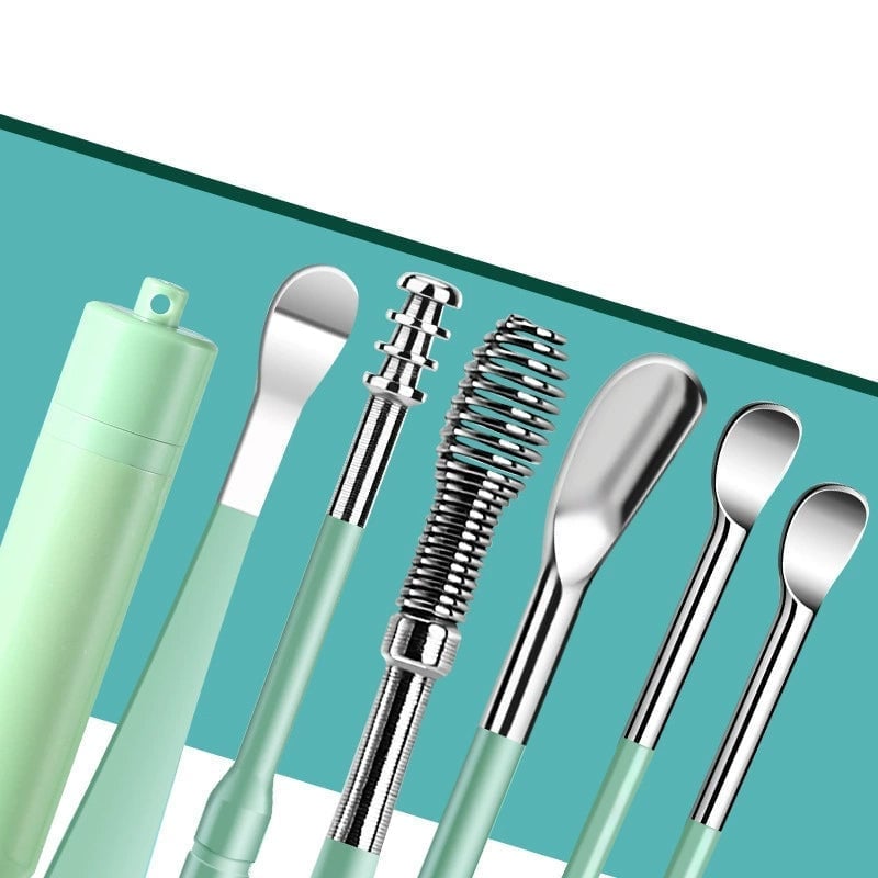 6-teiliges Set mit Spiral-Ohrmassage-Reinigungswerkzeug aus Edelstahl