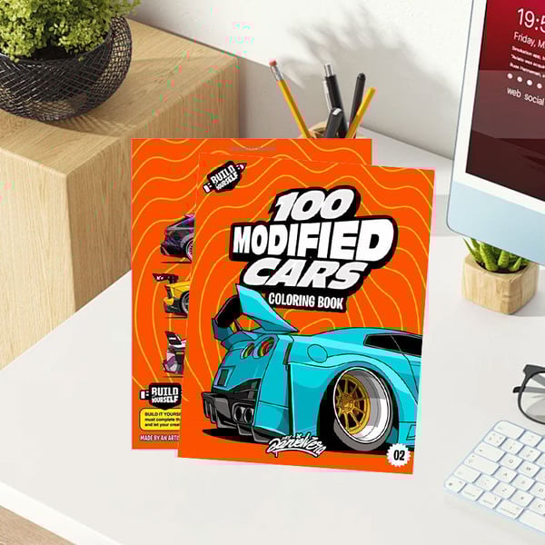 Beginner-Friendly-100 Modified Cars Coloring Book