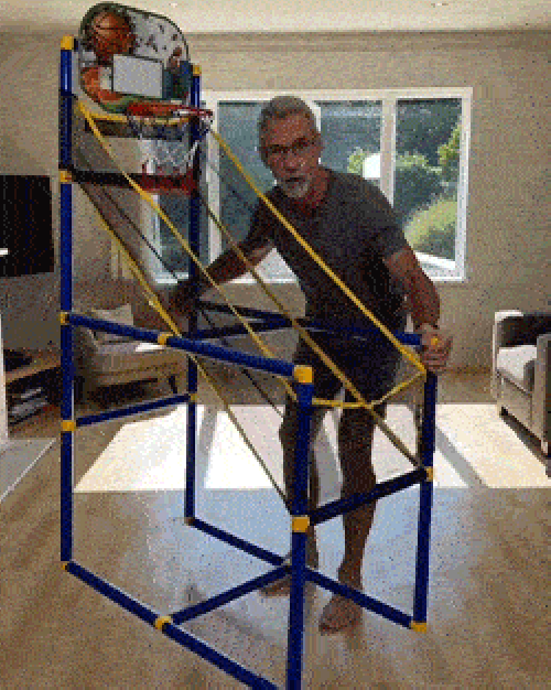 Basketball hoop set assembly and use demonstration