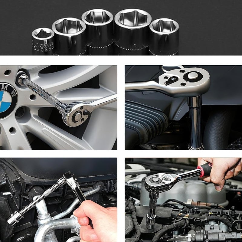 46-Piece 1/4-Inch Ratchet Wrench Socket Set