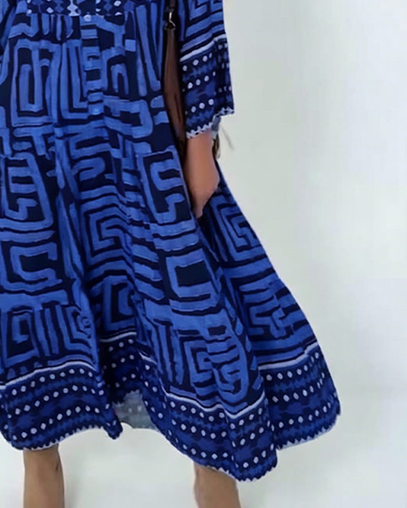 Ethnic Geometric Print Dress