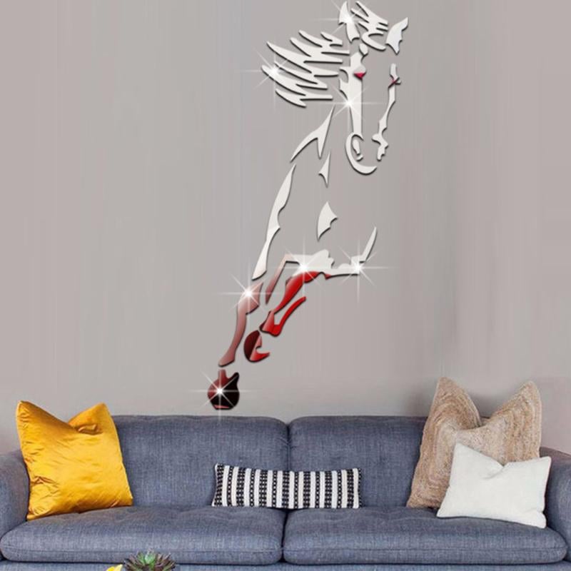 Adesivo da parete moderno in acrilico 3D con cavallo a specchio
