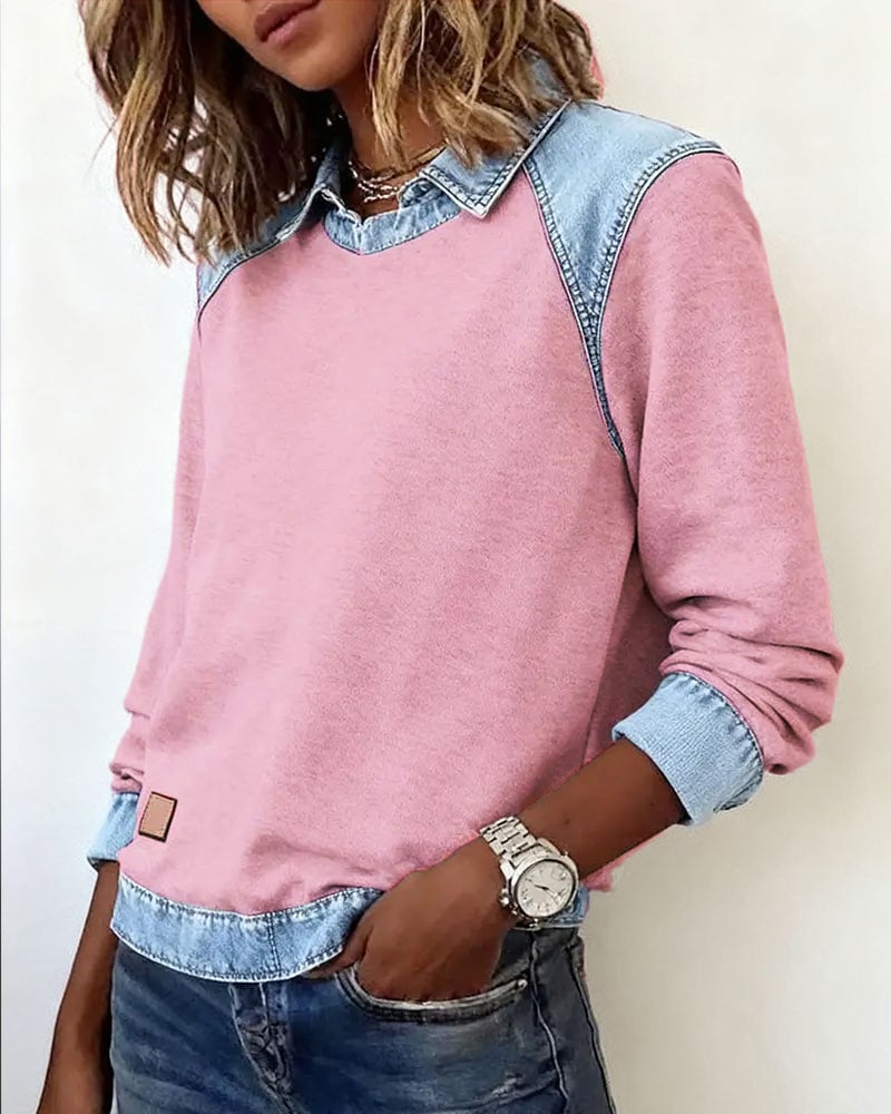 Blouse modieuze revers lange mouwen