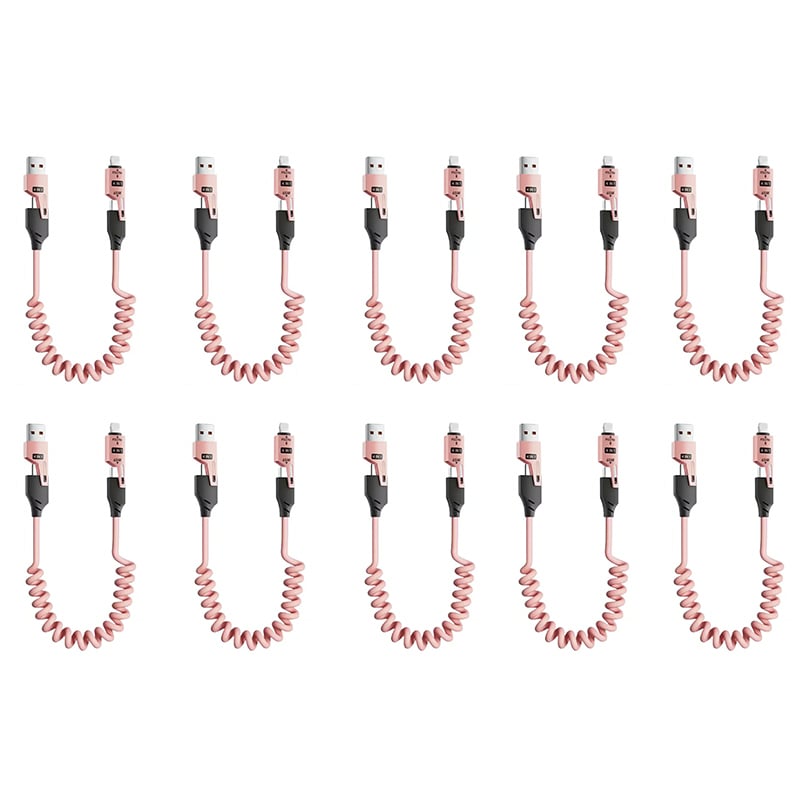 Spring retractable 4 in 1 65w fast charging data cable