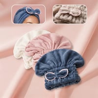 Super Absorbent Hair Towel Wrap(Pink + Blue + Off white) 3PCS