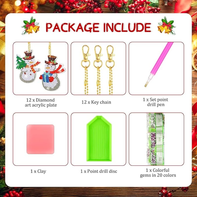 Sakerplus® 12 Pcs Diamond Art Christmas Ornaments