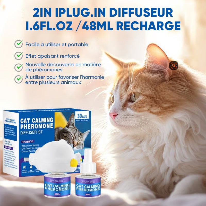 Ensemble diffuseur de phéromones apaisantes pour animaux (versions chat et chien)
