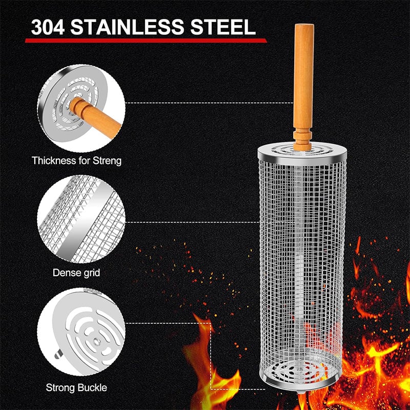 Saker® Rolling Grill Basket Set