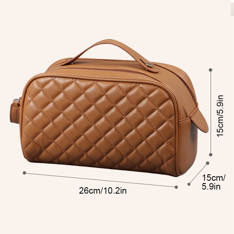 Gesteppte karierte Kosmetiktasche