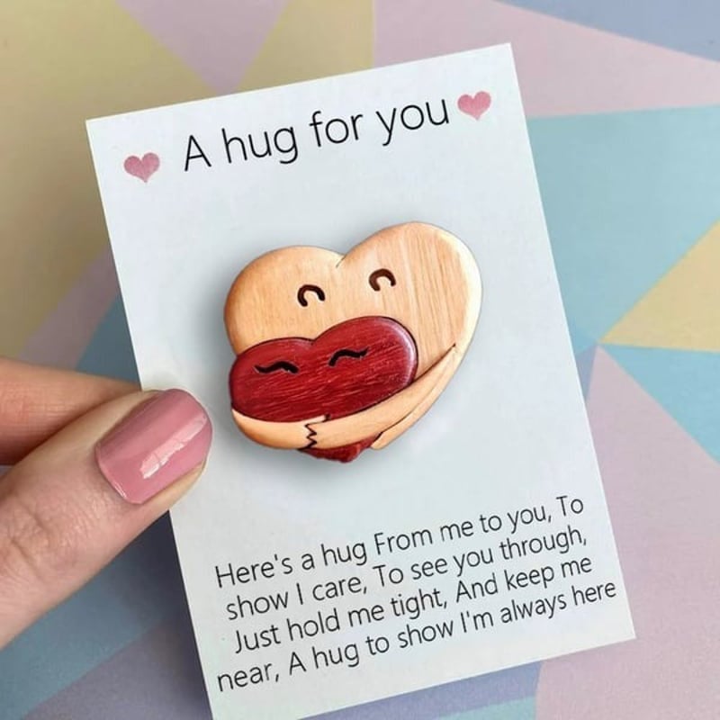 A Hug from My Heart for You Handmade Wood Carvings