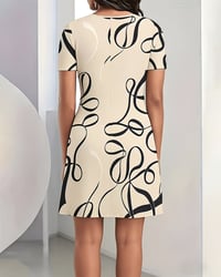 Line Print Crew Neck Dress