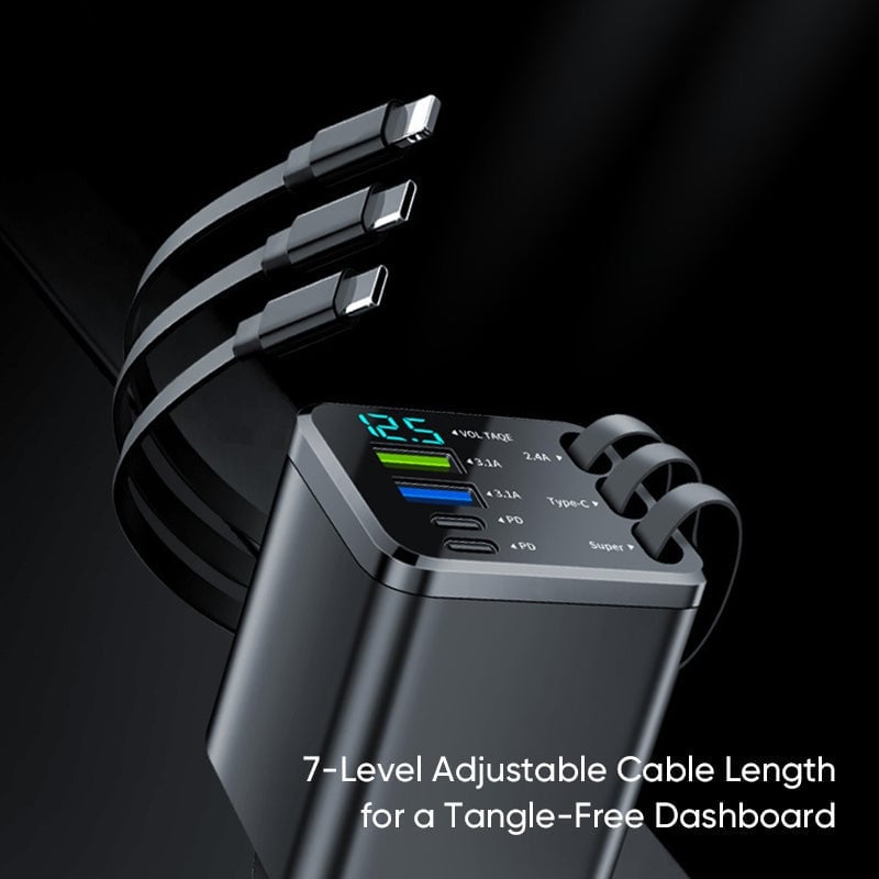 7-Port Universal Retractable Car Charger