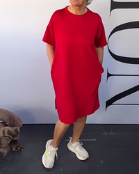 Round Neck Casual Short Sleeve Simple Dress