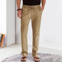 Men's Casual Pants Elastic Waist Drawstring Cargo Trousers