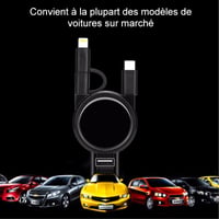 3-en-1 Chargeur Voiture Avec Câble Rétractable