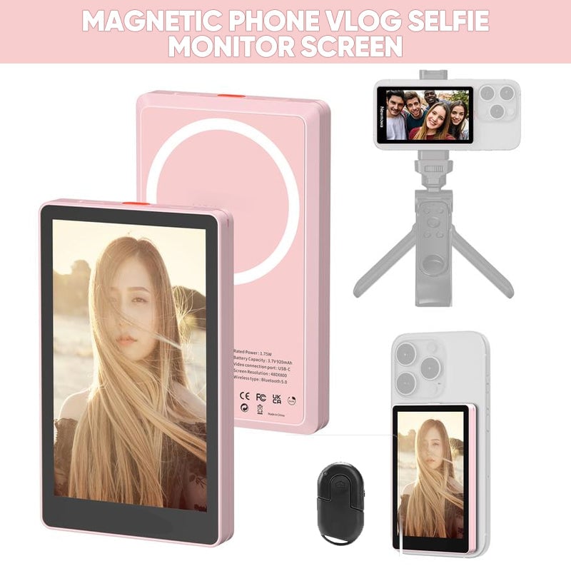 Magnetic selfie screen for smartphones