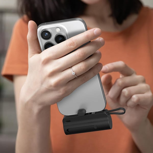 Mini Fast-Charge Capsule Power Bank with Built-in Cable