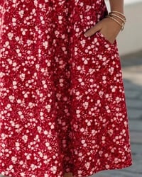 V-Neck Short-Sleeved Floral Dress