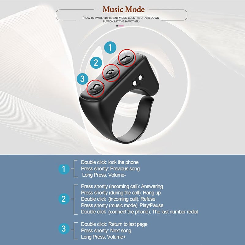 Saker Scrolling Ring Bluetooth Remote Control with Phone holder