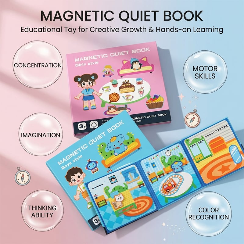 Foldable Magnetic Quiet Book & Magnetic Accessories Set