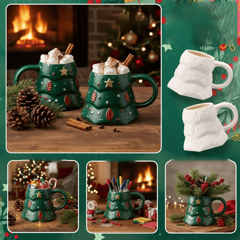 DIY Ceramic Christmas Tree Coloring Mug