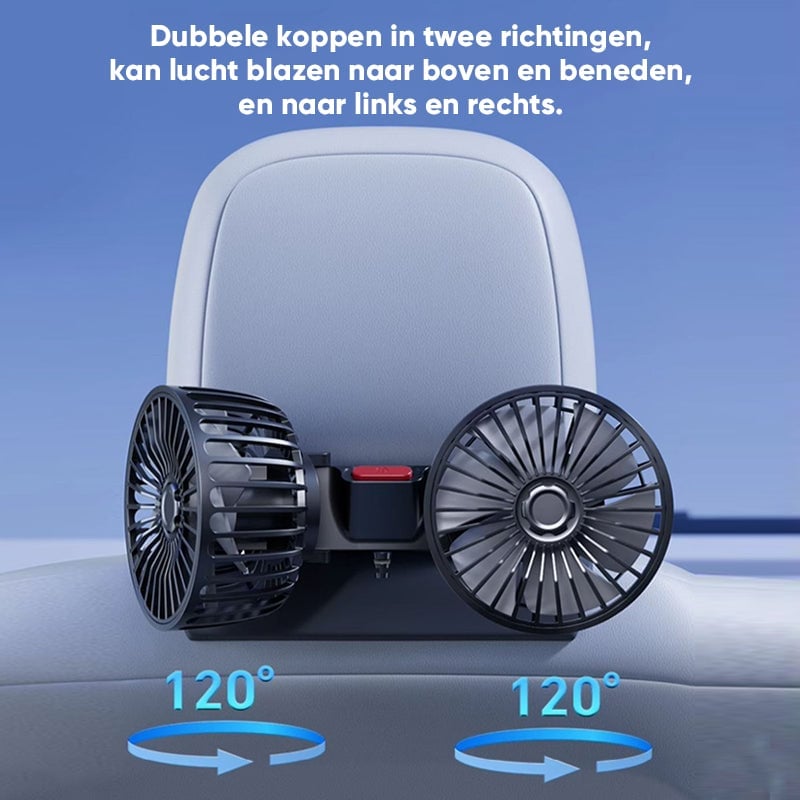 Dubbele kop Mini USB Autoventilator