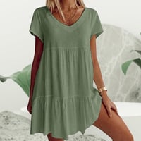 V-Ausschnitt Lässiges Kurzarm Kleid