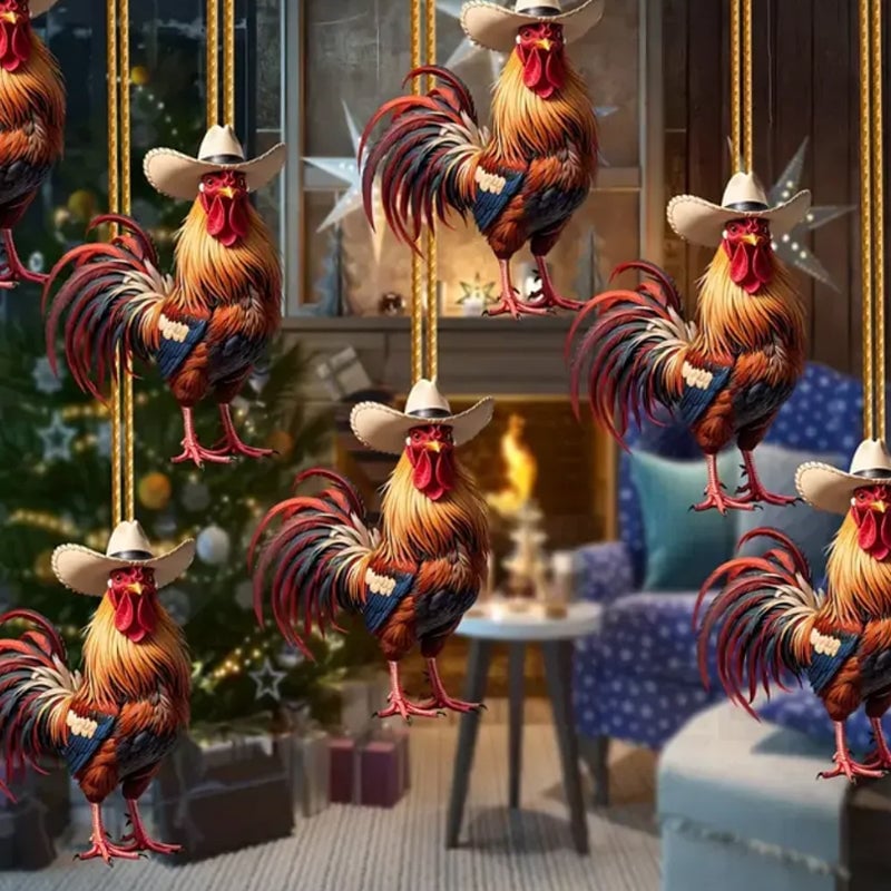 Cowboyhane Arcylic Ornament - Gave til bondegårdsdekorasjon