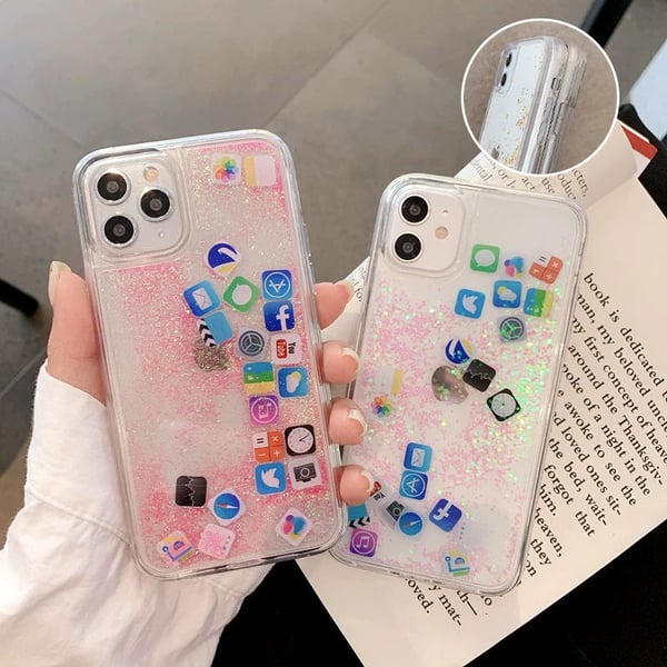 Liquid Glitter Icon Phone Case Cover