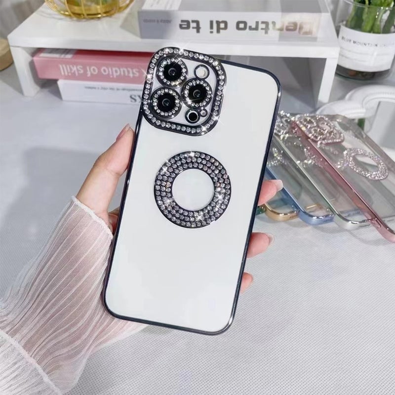 Custodia per iPhone con diamanti glitterati