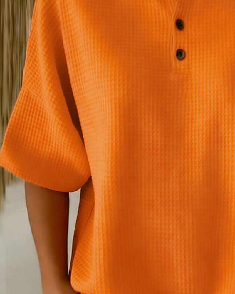 Waffle Loose Casual Top